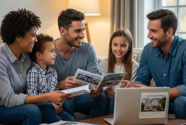 Family discussing contract for deed home buying options in a cozy living room