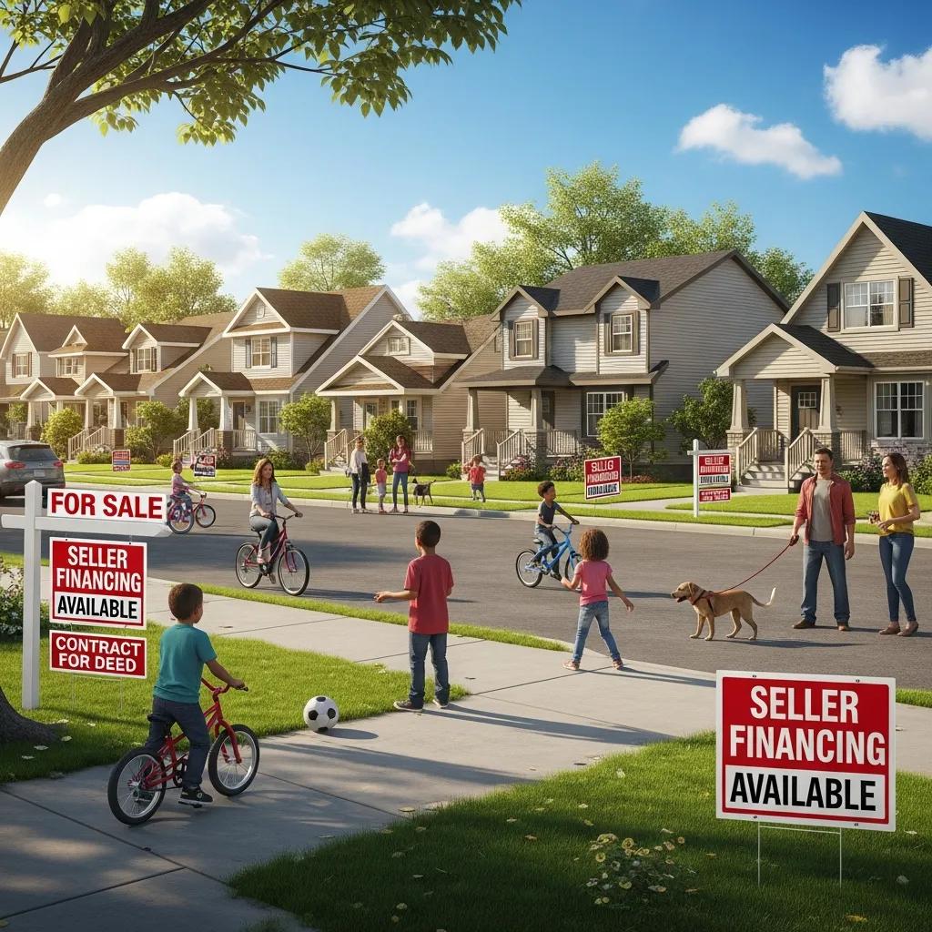 Suburban neighborhood showing affordable homes suitable for contract-for-deed financing